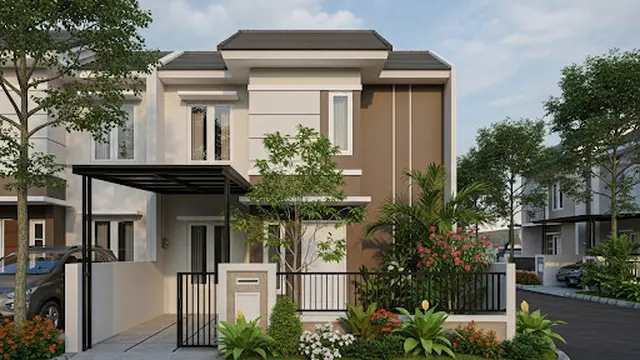 Rumah Minimalis dengan Carport dan Taman Depan
