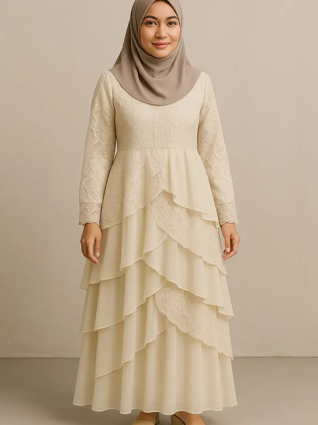 Model Gamis Brokat Full Layer Depan 2025/Ilustrasi AI