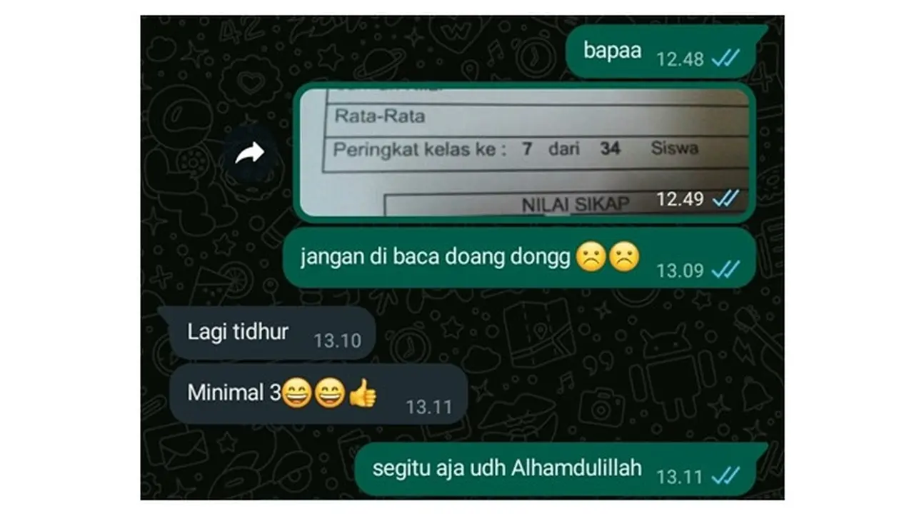 6 Chat Orangtua Tuntut Anaknya Dapat Nilai Bagus Ini Bikin Senyum Tipis