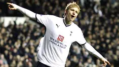 Tottenham's Russian Striker Roman Pavlyuchenko celebrates scoring a penalty during their FA Cup 3rd Round match against Wigan at White Hart Lane, London, on January 2, 2009. AFP PHOTO/Glyn Kirk