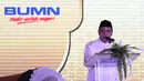 Dirut Bank BTN Maryono memberikan sambutan saat peluncuran aplikasi seluler Wakaf Uang NU di Jakarta, Selasa (13/6). Wakaf Uang NU dalam bentuk aplikasi ini adalah bentuk kerjasama antara PBNU dan Bank BTN. (Liputan6.com/Angga Yuniar)