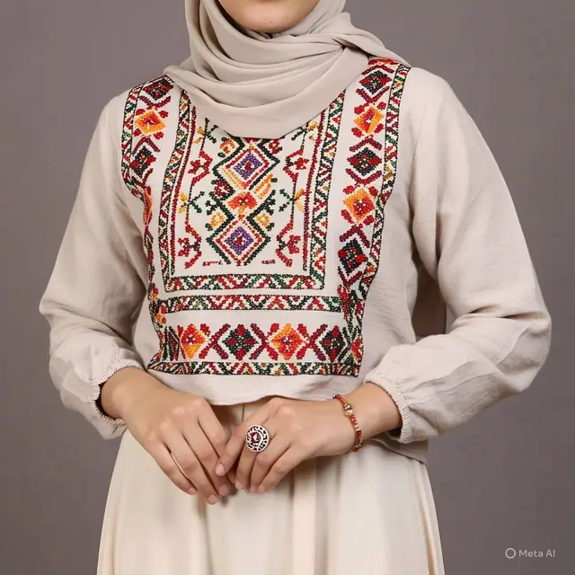 Atasan Embroidery dengan Maxi Skirt