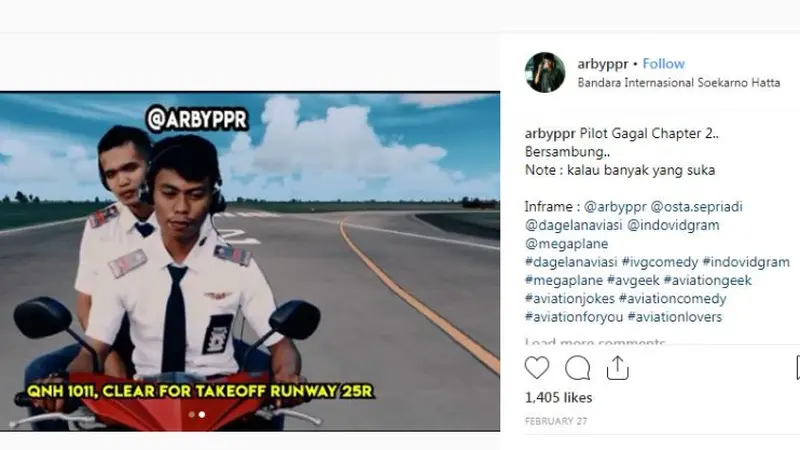 Begini Cara Menerbangkan Yamaha Mio 125 ala Pilot Gadungan (Foto: Instagram @arbyppr)