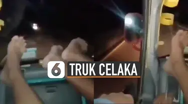 Aksi membahayakan kembali dipertontonkan pengendara truk.