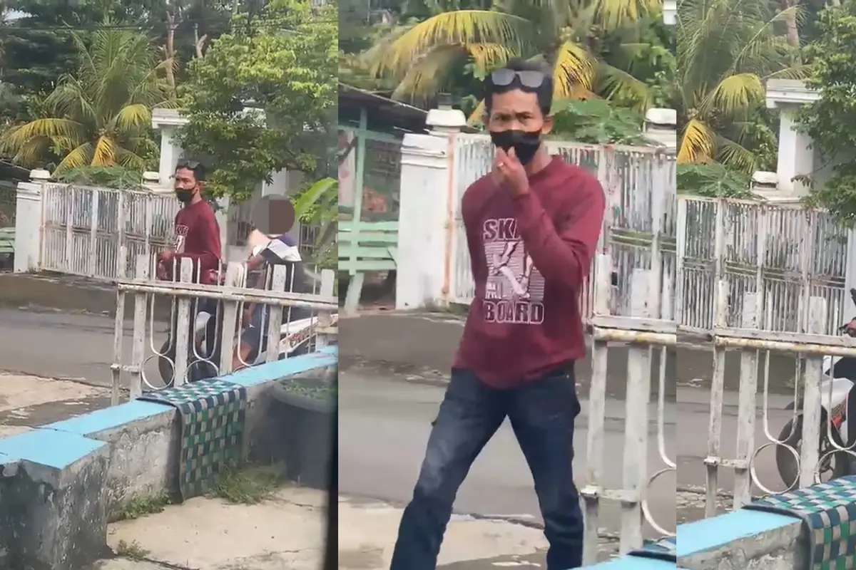 Tangkapan layar rekaman video amatir saat pelaku mencoba mencuri sepeda motor milik warga di Lampung Utara.