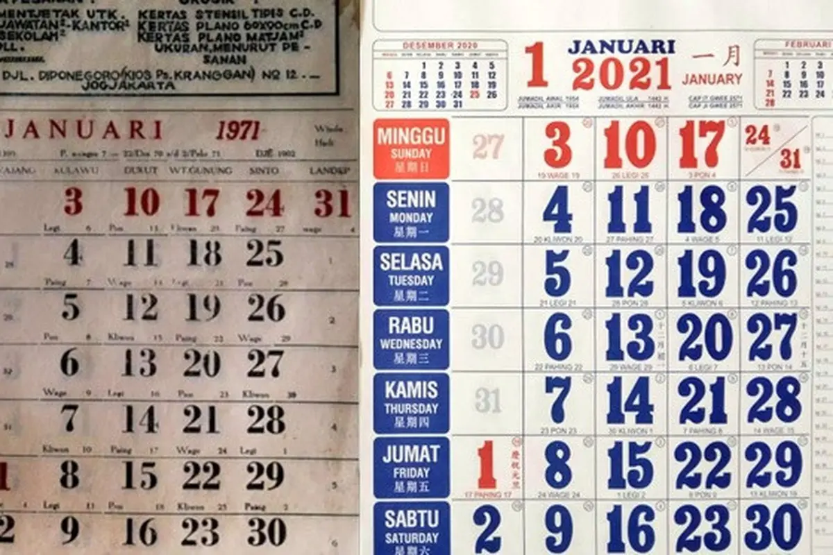Viral Kalender Lawas 1971 Persis Seperti Penanggalan 2021, Curi Perhatian