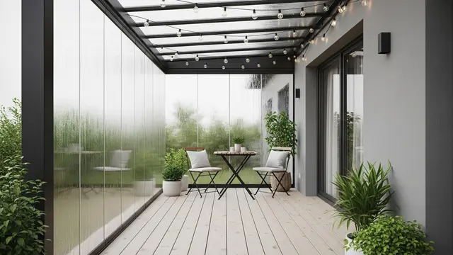 Model Teras Rumah Sempit Konsep Outdoor Tanpa Takut Hujan (AI)