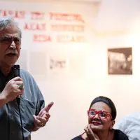 Di Galeri Foto Jurnalistik Antara, Jakarta Pusat, Jumat (22/9) malam, aktor senior ini mengatakan dirinya tak bisa melarang jika film tersebut diputar berulang kali. Pasalnya, setiap orang punya urgens tersendiri. (Deki Prayoga/bintang.com)