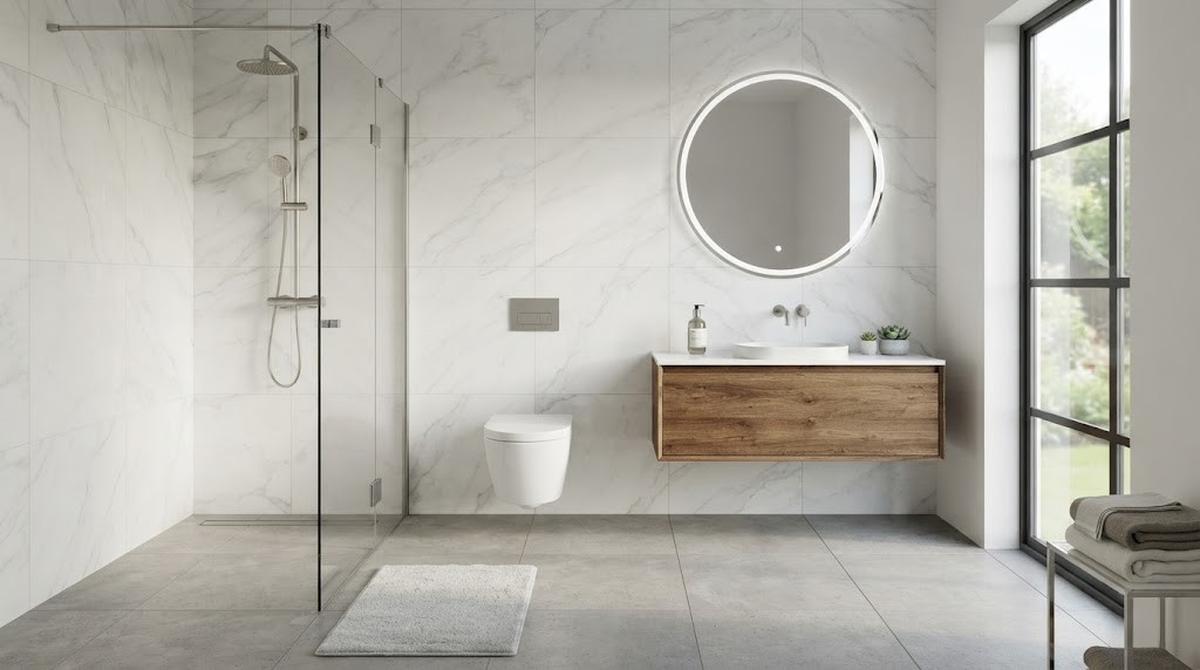 Warna Putih Marmer dan Abu-abu Beton