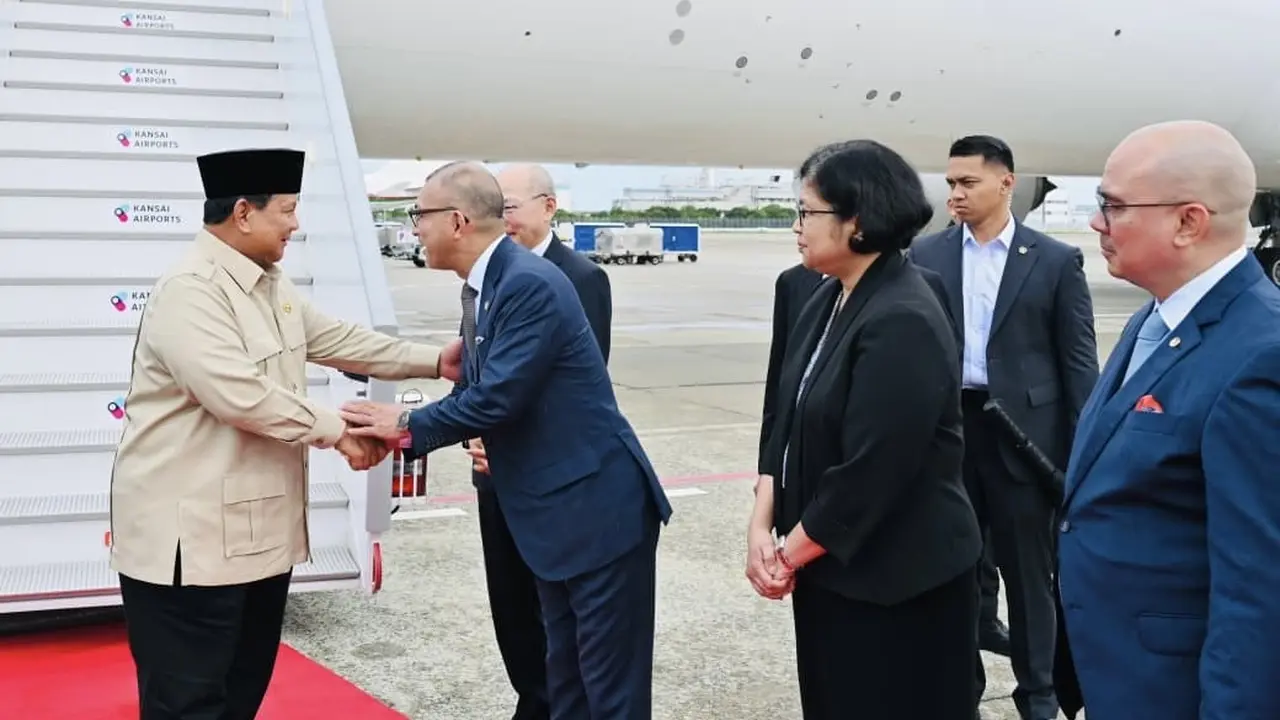 Presiden Prabowo Subianto tiba di Osaka, Jepang, Sabtu (20/9/2025), untuk mengunjungi Paviliun Indonesia di Expo 2025 Osaka (Istimewa)