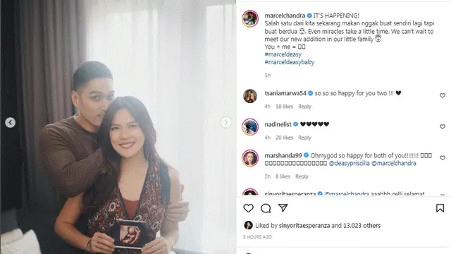 Marcel Chandrawinata umumkan kehamilan istri