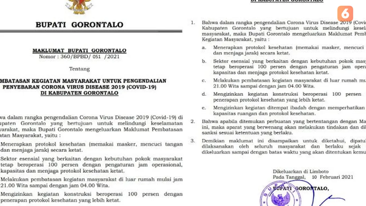 Maklumat Bupati Kabupaten Gorontalo (Arfandi/Liputan6.com)