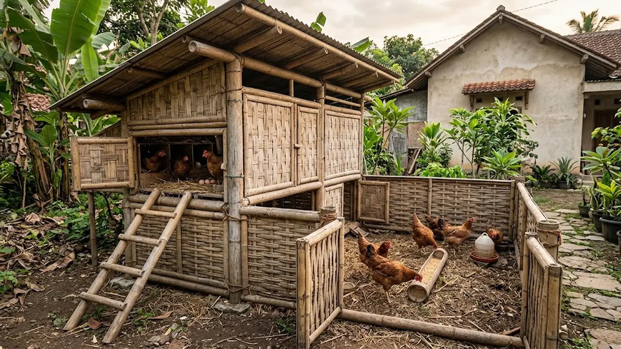 9 Desain Kandang Ayam Petelur dari Bambu Bekas, Sederhana tapi Fungsional