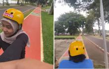 Viral Momen Wanita Gowes di Kawasan TMII, Setiap Lewat Anjungan Disambut Orang Pakai Baju Adat