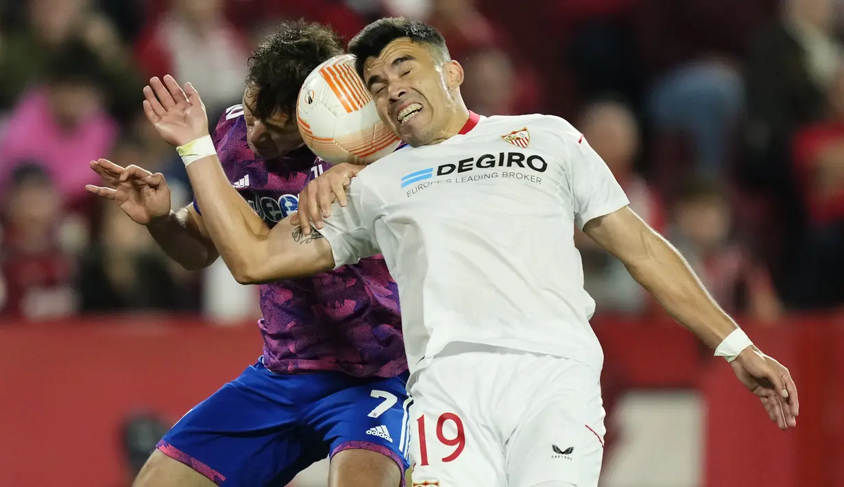 Sevilla akan bertarung melawan AS Roma di partai puncak di Budapest. (AP Photo/Jose Breton)