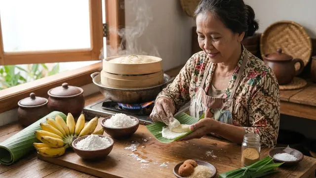 Resep Kue Papais Pisang yang Dibungkus Daun Pisang