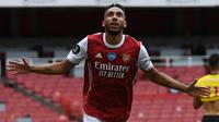 5. Pierre-Emerick Aubameyang (20 gol) - Pemain asal Gabon ini mencetak ke-20 golnya di ajang Liga Europa untuk 3 klub, LOSC Lille, Borussia Dortmund dan Arsenal. Aubameyang masih memperkuat Arsenal musim ini. (AFP/Neil Hall/Pool)