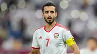 Penyerang Uni Emirat Arab, Ali Mabkhout, menjadi sosok sentral di lini depan sepanjang Kualifikasi Piala Dunia 2022. (AFP/Karim Jaafar)