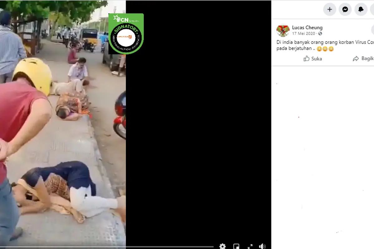 Cek Fakta Liputan6.com menelusuri klaim video korban virus corona berjatuhan di India