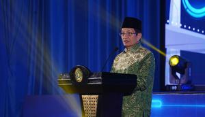Menteri Agama RI Nasaruddin Umar dalam kegiatan Review and Design on Islamic Education Direktorat Jenderal Pendidikan Islam Tahun 2025 yang digelar Kementerian Agama, Selasa (30/12/2025) (Istimewa)
