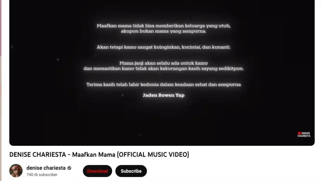 Denise Charieta Akhirnya Ungkap Wajah Serta Nama Bayinya untuk Pertama Kalinya: Jaden Bowen Yap. (YouTube Denise Chariesta)