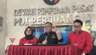 Sekjen PDIP Hasto Kristiyanto menggelar konferensi pers menyikapi dugaan kecurangan Pemilu 2024. (Liputan6.com/Winda Nelfira)