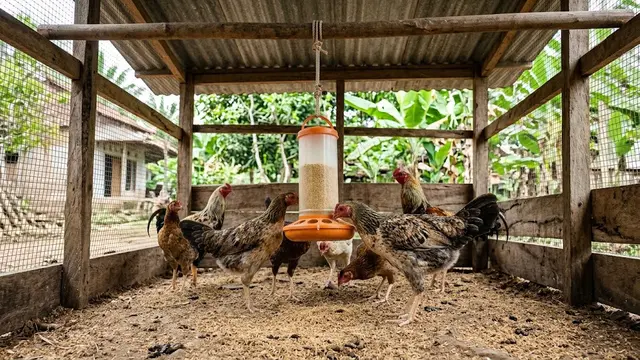 Cara Membuat Area Pakan Ayam yang Tidak Mudah Terkena Air Hujan