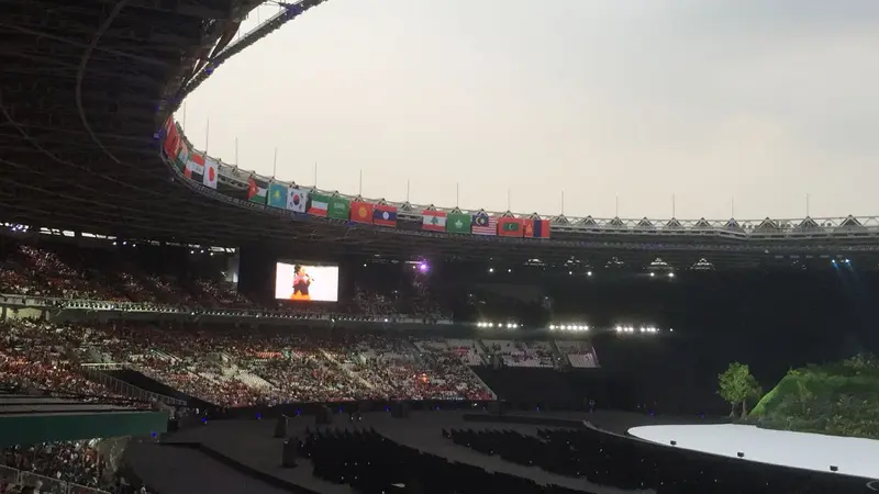 Penampakan panggung opening ceremony Asian Games 2018 di Stadion GBK, Jakarta