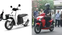 Membandingkan motor listrik Gesits (kanan) dengan Gogoro 2 (kiri) asal Taiwan. (ist)