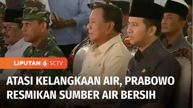 Calon Presiden nomor urut 2 sekaligus Menteri Pertahanan, Prabowo Subianto memberikan bantuan sumber air dan pipanisasi kepada daerah yang terdampak kekeringan di Kabupaten Bangkalan, Jawa Timur, untuk mengatasi kelangkaan air.