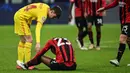 Skor 1-2 tak berubah hingga wasit meniup peluit panjang akhir pertandingan. Rossoneri harus tenggelam di dasar klasemen Grup B dengan hanya meraih 4 poin sekaligus gagal melanjutkan ke fase gugur Liga Champions 2021/2022. (AFP/Miguel Medina)