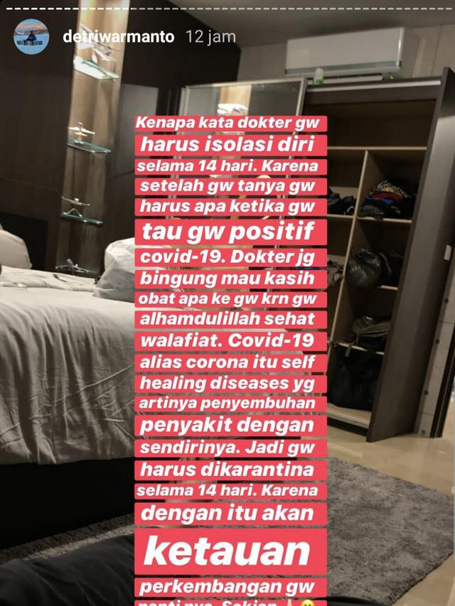 Unggahan Detri Warmanto. (Foto: Instagram @detriwarmanto)