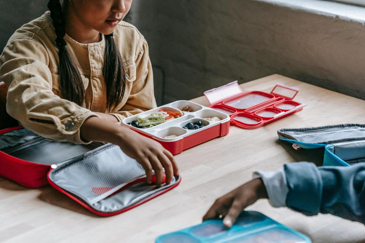 Anak-anak dengan bekal makan siang