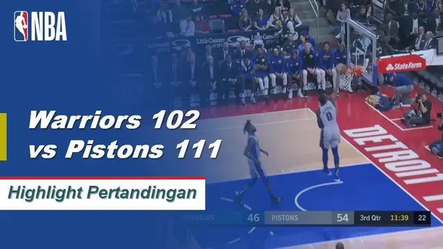 Cuplikan Pertandingan NBA : Warriors 102 vs Pistons 111