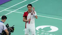 Tunggal putra Indonesia&nbsp;Jonatan Christie saat berlaga di&nbsp;Olimpiade Paris 2024. (foto:&nbsp;PBSI/Badmintonphoto/Yohan Nonotte)