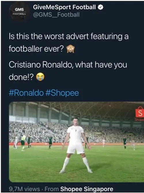 Iklan Shopee dengan CR7 Menjadi Perbincangan Viral Lintas Negara