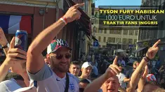 Petinju asal Inggris, Tyson Fury mentraktir para fans Inggris dengan membeli sekitar 200 botol minuman di kota Nice, Prancis.