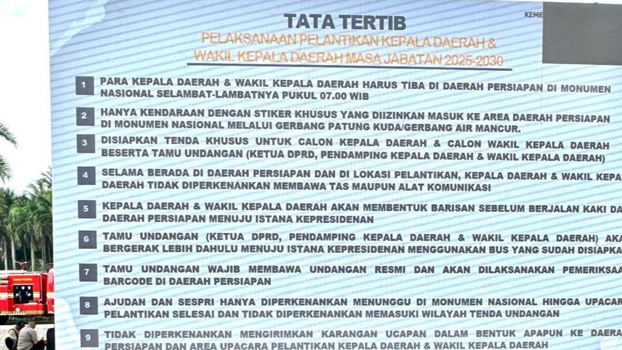 Tatib Pelantikan Kepala Daerah: Wajib Buat Barisan, Dilarang Bawa Tas, HP dan Kirim Karangan Bunga