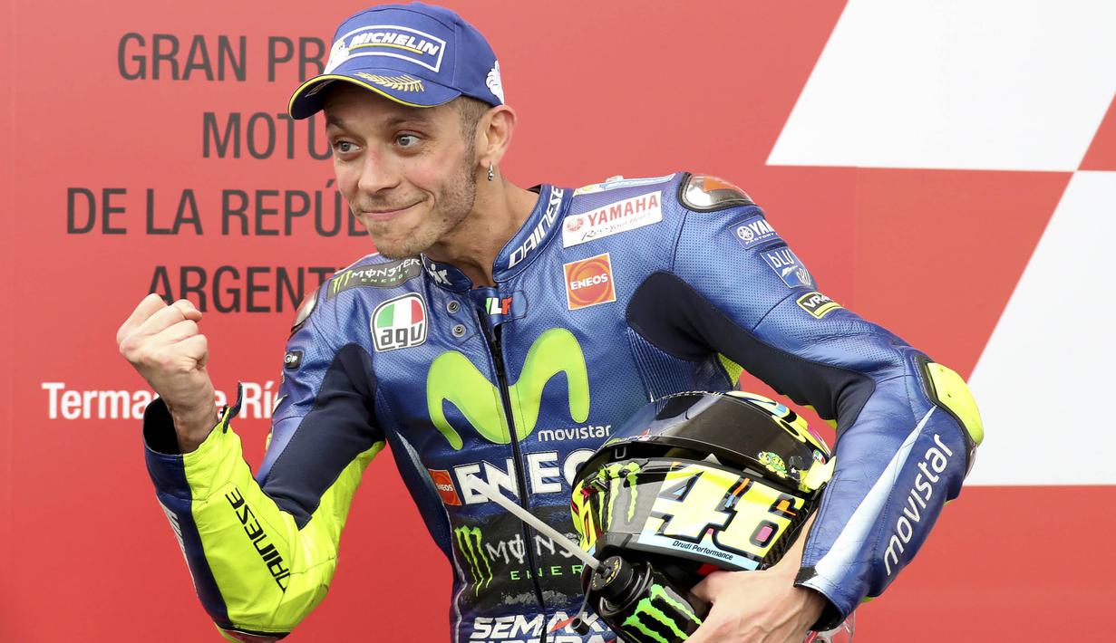 Dalam kariernya, Rossi tercatat sebagai rider dengan periode kemenangan terlama sepanjang sejarah yakni dengan 20 tahun 311 hari. Torehan tersebut membuat Rossi berada di depan Loris Capirossi dengan 17 tahun 49 hari. (Foto: AP/Nicolas Aguilera)