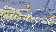 Gempa Magnitudo 5,2 mengguncang wilayah Sumenep Jatim, Kamis pagi (22/2/2024), pukul 05.46.54 WIB. (Liputan6.com/ Dok BMKG)