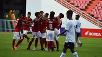 Selebrasi timnas Indonesia U-16 saat mencetak gol ke gawang Timor Leste. (dokumentasi PSSI)