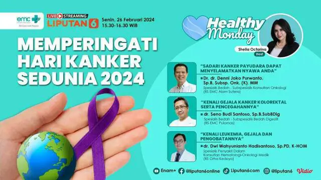 Hari Kanker Sedunia atau World Cancer Day diperingati setiap tanggal 4 Februari bertujuan untuk meningkatkan kesadaran masyarakat mengenai pencegahan, deteksi dan pengobatan kanker.