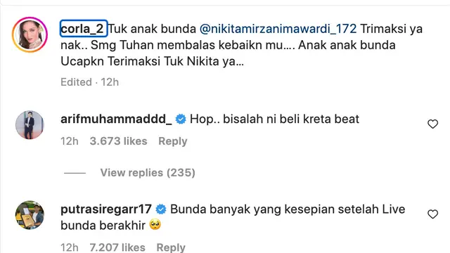 Unggahan Bunda Corla. (Foto: Dok. Instagram @corla_2)