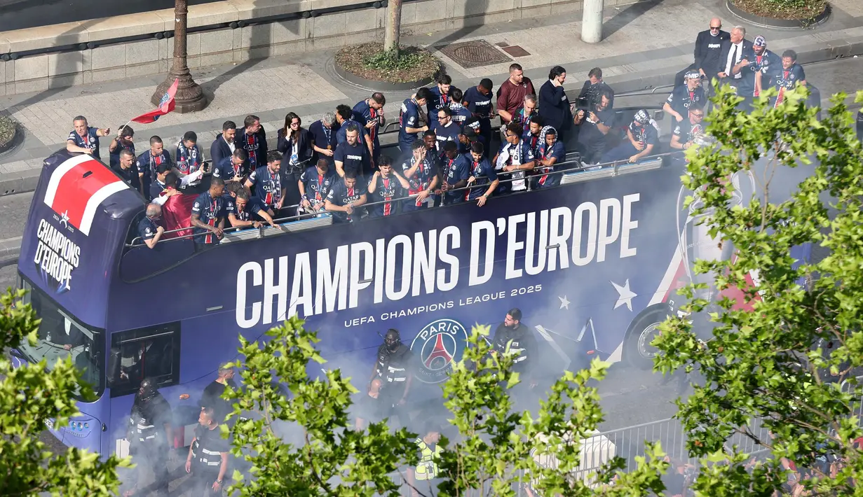 Hasil ini sekaligus menjadi gelar perdana untuk Paris Saint-Germain (PSG) semenjak Liga Champions digelar 70 tahun silam. (Romain PERROCHEAU/AFP)