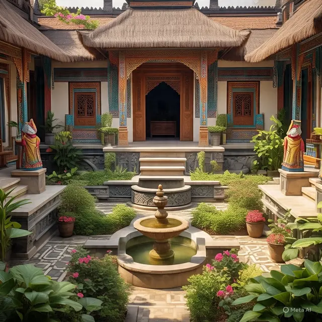 Ilustrasi Rumah Kombinasi Jawa - Timur Tengah (By AI)
