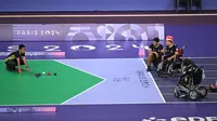 Tim Boccia Indonesia menggelar sesi latihan resmi di Paris South Arena, Paris, Prancis, Senin (26/8/2024) menjelang tampil pada ajang Paralimpiade 2024. (DOK NPC Indonesia)&nbsp;&nbsp;&nbsp;