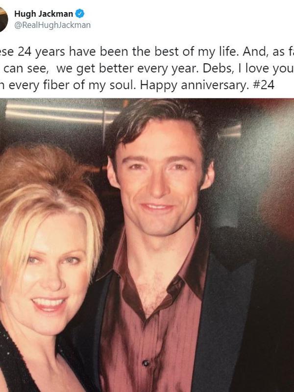 Hugh Jackman dan istrinya (Twitter/ RealHughJackman)