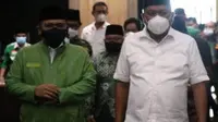 Gubernur Sulut Olly Dondokambey dan Ketua Umum GP Ansor Yaqut Cholil Qoumas .