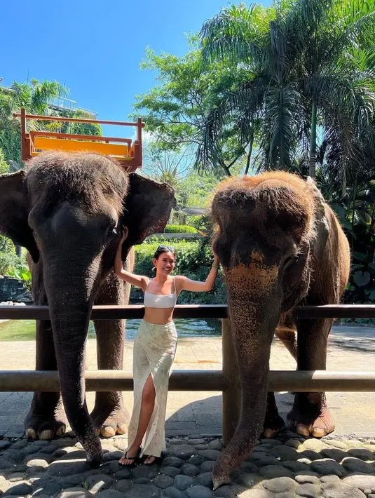 Shenina Cinamom belum lama ini membagikan potretnya bersama para satwa. Kekasih Angga Yunanda itu tampil santai dengan tanktop dan rok