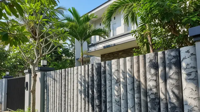 Pagar Pipa dengan Tekstur Batu Alam